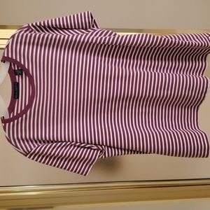 Karen Scott II purple and white strip top